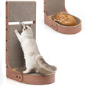 Cat Scratcher, 2 in 1 Multifunctional 26.8 Inch L Shape Cat Scratch Pad Wall Mounted with Oval Cat Bed Bowl and Built-in Toy Balls for Indoor Cats (1 PCS Cat Scratcher Include Toy Balls)