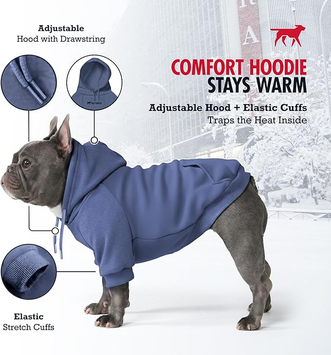 Tuff Pupper Dog Hoodie | Premium Quality 100% Organic Cotton | Ultra Soft Interior for Superior Comfort | Elastic Cuffs & Drawstring for Warmth | Stretch Fit Suitable for All Breeds (Blue, 3XL)