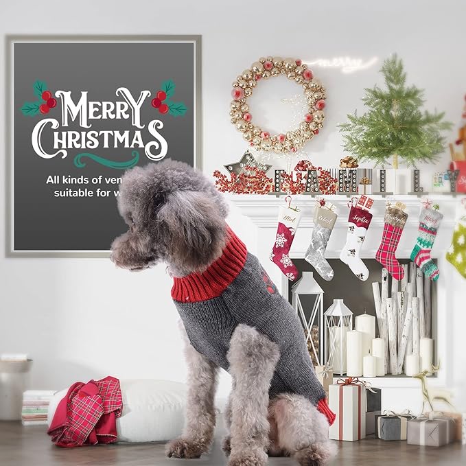 PETCARE Reindeer Christmas Dog Sweater Gray Cat Sweater Vest Cartoon Elk Pet Holiday Dog Clothes Puppy Sweaters for Small Medium Large Dogs Cats Fall Winter Outfits Xmas Dogs Costume,XX-Large