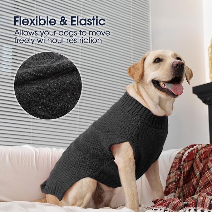 IECOii Great Dane Sweater, 5XL Dog Sweater for Extra Large Dogs, XXXXXL Dog Sweaters Christmas, Warm Winter Sweaters for Giant Breed Male Female Dogs, Pullover Knitwear Sleeveless, Darkgrey - 5XL