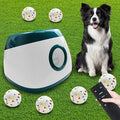 Automatic Dog Ball Launcher, Upgraded Interactive Dog Balls Thrower with 3 Distance 29Ft-79Ft, Remote Control Ball Launcher for Medium&Large Dogs, 6 Etpu Balls Included (Dark Green)