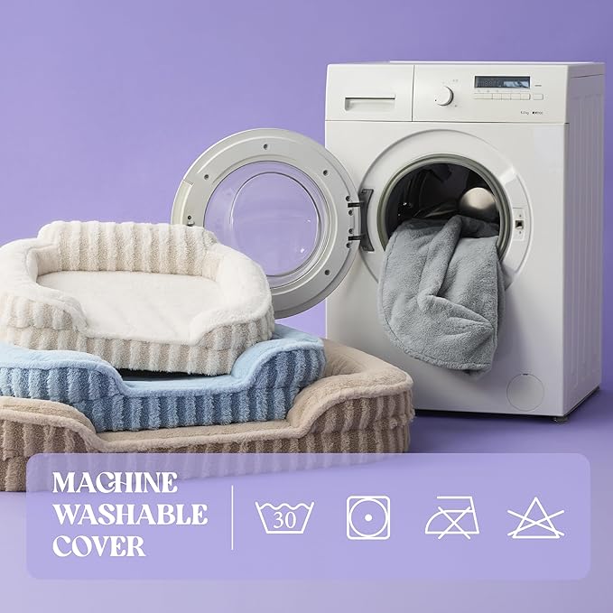 LE SURE Cute XL Dog Beds, Orthopedic Waterproof Dog Bed for Extra Large Dogs, High Back Non-Slip Bottom and Egg-Crate Foam Big Pet Couch Sofa with Washable Removable Cover, Beige