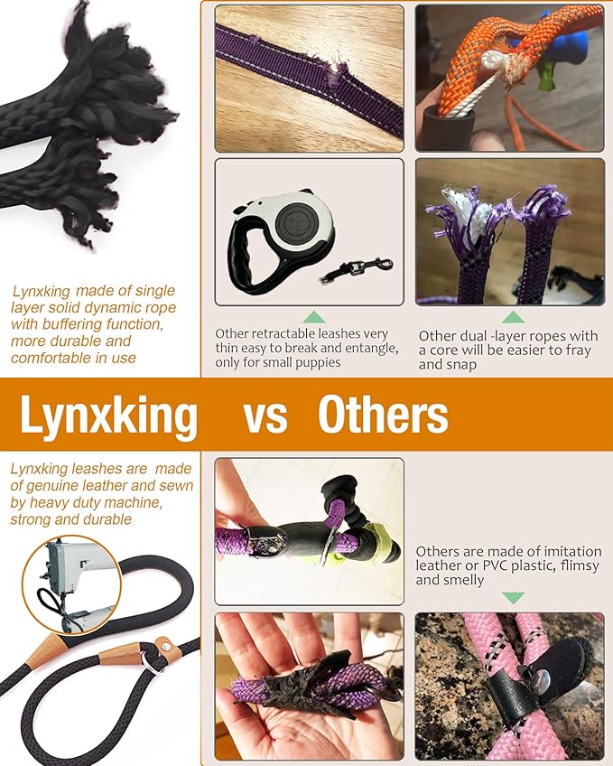 lynxking Dog Leash Slip Lead 5 6 8 FT Dog Training Leash Strong Heavy Duty Rope No Pull Training Lead Leashes for Dogs