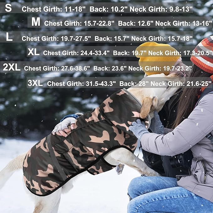 Dogcheer Warm Dog Coat, Waterproof Dog Jacket Christmas Puppy Winter Coat with Buckle, Reflective Adjustable Pet Snow Jacket Fleece Sweater for Small Medium Large Dogs - Dusty Pink Camo, XL