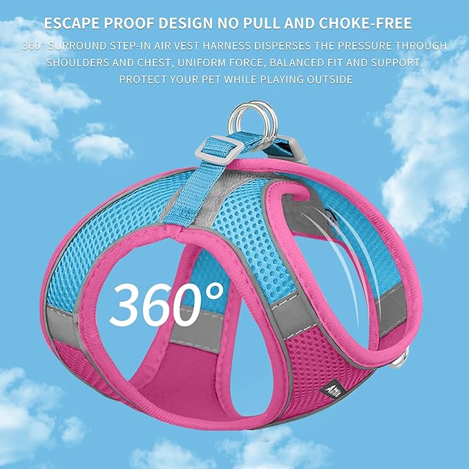 AIITLE Dog Harness, Summer No-Pull Cat Harness with a Leash, Adjustable Reflective Dog Vest, Cat Harness Escape Proof, Outdoor Walking, Camping for Extra Small Dogs and House Cats Hot Pink XXXS
