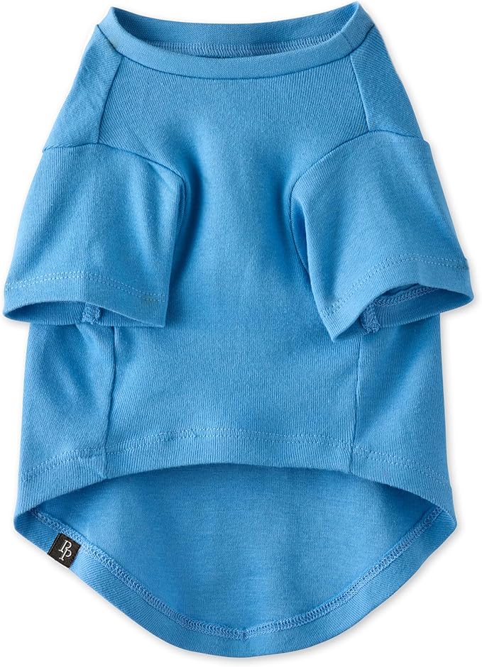 Toby II - The Perfect Tee, 8 Pack Short Sleeve Pet T-Shirt 100% Organic Cotton Tees Clothes for Small, Medium, Large Dogs, Rainbow Blue, XX-Small