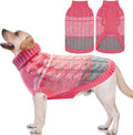 Mihachi Medium Dogs' Pink Turtleneck Sweater - Soft, Warm Knit Dog Coat with Leash Hole for Cold Weather, Fits Large, Cat or Puppy