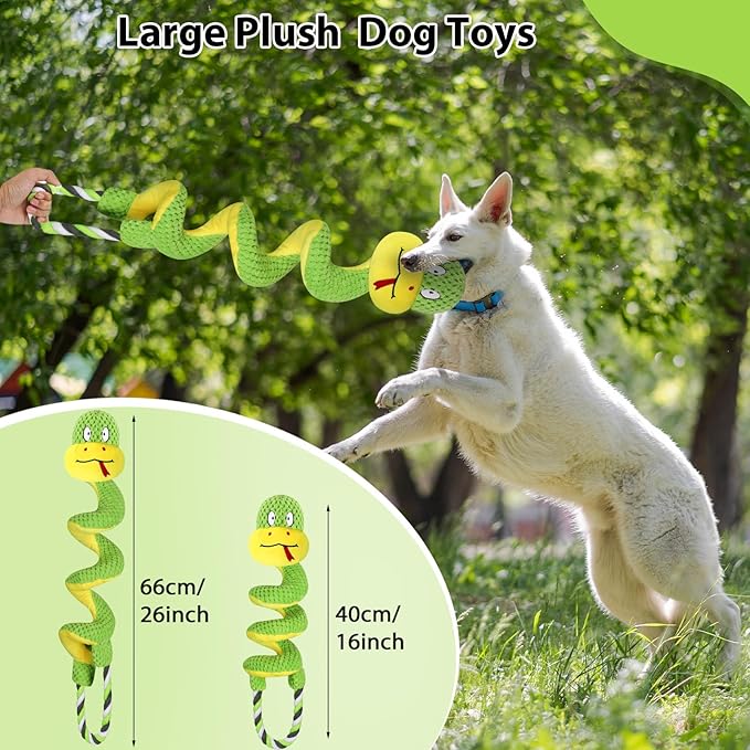 Squeaky Dog Toys for Large Dogs, Interactive Tug of War Puppy Toys with Pull Rope, Stuffed Pet Dog Toys with Soft Fabric Suitable for Small, Medium and Big Dogs
