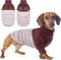 Queenmore Knitted Pullover Dog Sweater, Turtleneck Pet Cat Sweater, Cold Weather Puppy Clothes Stitching Knitwear with Leash Hole for Small Medium Dogs(Purple,M)