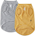 Koneseve Dog Shirt Vest Lightweight Stretchy Dog T-Shirts Soft Cool Shirts Sleeveless Stripe Vests Breathable Clothes for Puppy Kitty Cats Small Medium Large Dogs 2 Pack Yellow + Light Grey [L/Large]