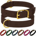 Leather Dog Collar - Heavy Duty Adjustable Soft Padded Pet Collars for Small Medium Large Dogs Breed - Black Green Brown Pink Red Blue (Brown, M, 12"-15" Neck Fit)