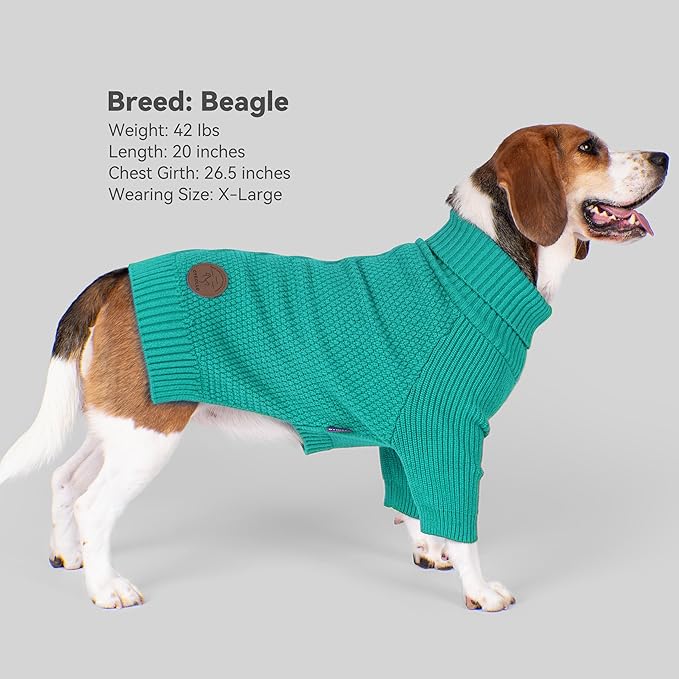 cyeollo 4XL Dog Sweater, Stretchy & Cozy Warm Dog Sweaters for Large Dogs Boy, Pullover Knit Fall Winter Sweatshirt Big Dogs Clothes, Doberman Great Dane Apparel, Aqua Green XXXXL