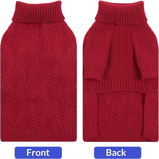 ASENKU XXXXL Dog Sweaters for Large Dog Girls Boys, Pullover Turtleneck Knitted Big Doggie Sweatershirt for Female Male, Doberman Great Dane Sweater for Extra-Large Breed Dogs, Red 4XL