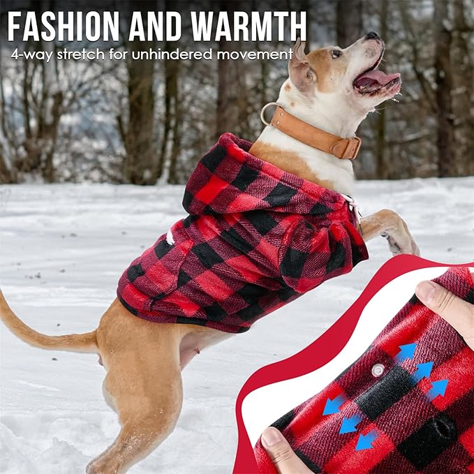 SlowTon Dog Hoodie Tie Dye - Warm Dog Sweater Hoodies with Pocket, Fall Winter Dogs Coat Jacket Pet Outfit Puppy Hooded Sweatshirt Clothes for Small Medium Large Dogs Boy Girl (Red, S)