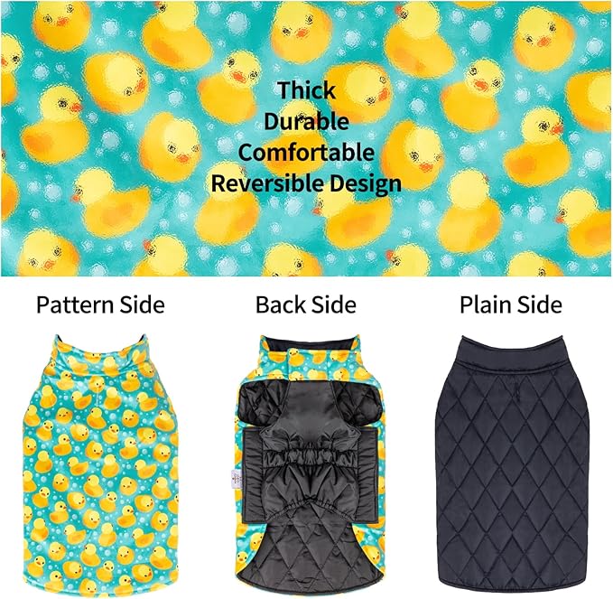 CuteBone Winter Dog Coat - Waterproof Windproof Jacket Reversible Vest, Soft Thick Cold Weather Coat with Leash Hole for Small Medium Large Dogs