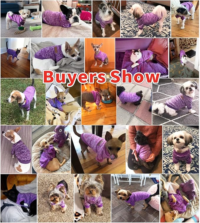 Idepet Pet Dog Classic Knitwear Sweater, Fleece Coat for Small,Medium Dog,Warm Pet Dog Cat Clothes Puppy Customes (XL, Purple)