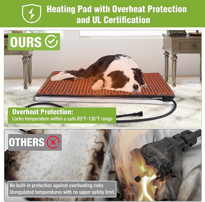 GUTINNEEN Extra Large Heated Dog House Insulated Dog Kennel Weatherproof Dog Shelter with Safe Heating Pad, Insulated Liner, Chew-Proof Metal Frame for Large Dog Breeds, 60.3" L x 50.3" D x 35.4" H