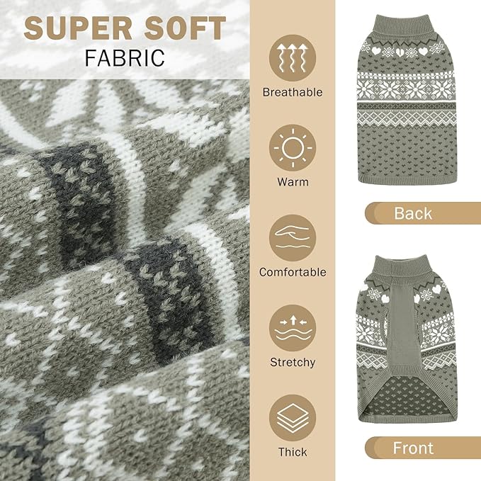 SCENEREAL Dog Sweaters for Small Dogs - Soft, Warm Turtleneck Small Dog Sweater, Ugly Knit Dog Christmas Outfits for Dachshund, Chihuahua, Pug, Yorkie,Winter Pet Clothes Male Female,Grey
