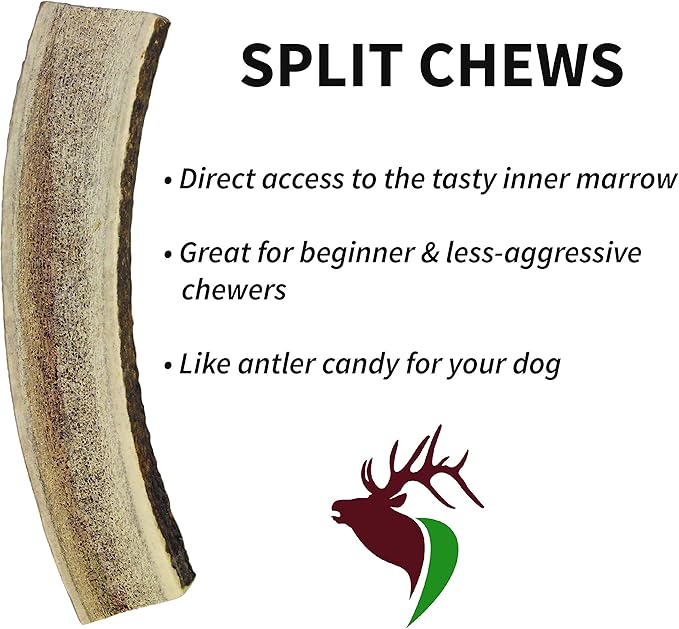 Small Split 5 Pack (for 0-20 lb Dogs and Puppies) Premium Grade Elk Antlers for Dogs (5 Pieces) Sourced in The USA