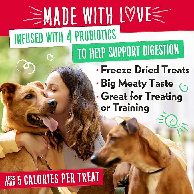 Charlee Bear Grain Free Meaty Bites Freeze Dried Dog Treats with Probiotics, Puppy Training Snacks, Soft Dog Bites Beef Liver with Sweet Potato, 2.25 oz Bags (2), Made USA