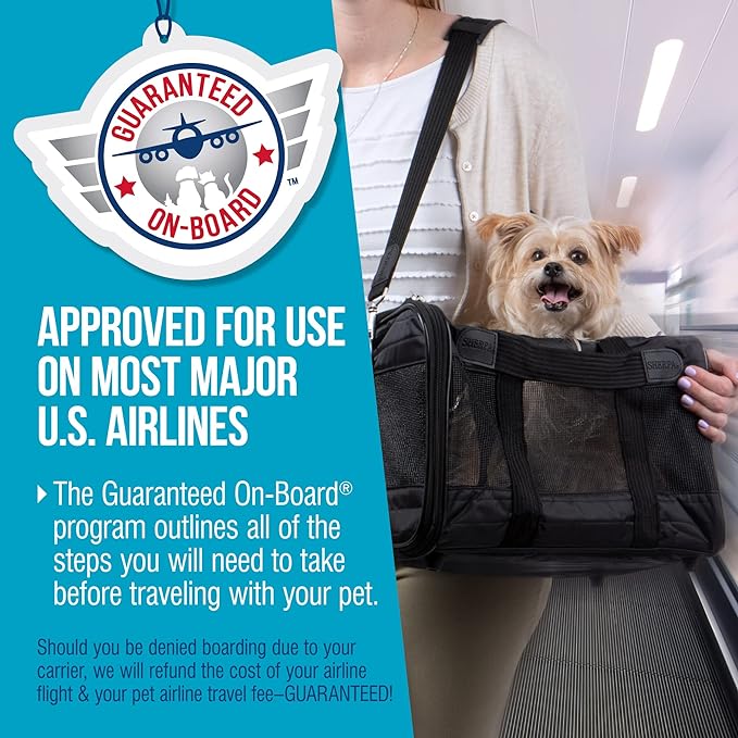 Sherpa Original Deluxe Travel Pet Carrier, Airline Approved & Guaranteed On Board - Black, Medium
