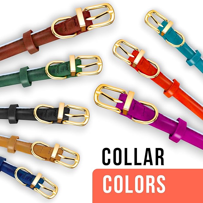OOPSDOGGY Reflective Rolled Leather Dog Collar Adjustable Soft Padded Pet Collar for Small Medium Large Breed Dogs (Red, M, 12"-15")