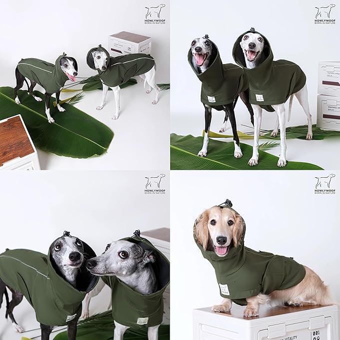 Waterproof Dog Raincoat, Hooded Raincoat for Dachshund Whippet Small Medium Large Dogs, Adjustable Dog Rain Coat Jacket (05(chest21-23'', back17-19.5''))