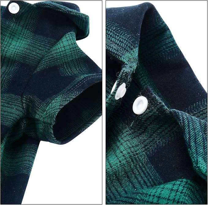 Koneseve Dog Shirt, Pet Plaid Clothes T-Shirt Sweater Matching Breathable for Small Medium Large Dog Cat Puppy Adorable Casual Cozy Halloween Thanksgiving Christmas Costumes (Green; 4XL)