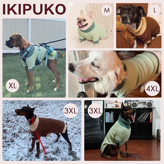 Dog Sweaters for Large Dogs XXXL, Warm Dog Sweater with Harness Hole, Christmas Pullover Sweaters for Dogs Boy Girl, Winter Turtleneck Pet Jumper for Doberman, Great Dane, NavyBlue 4XL