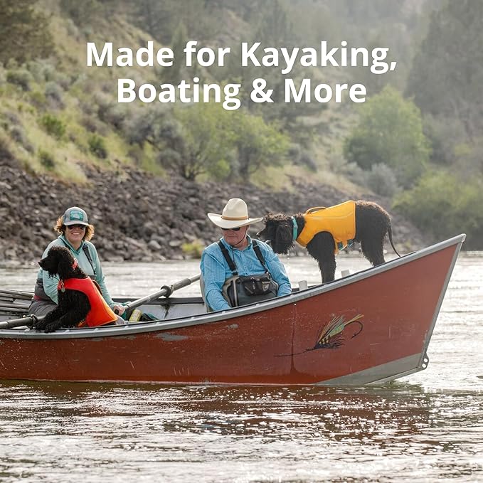 Ruffwear, Float Coat Dog Life Jacket, Premium Buoyancy Swim Vest with Lift Handle, Secure Fit & Reflective Trim, Adjustable Flotation for Swimming, Boating, & Outdoor Adventures, Wave Orange, Small