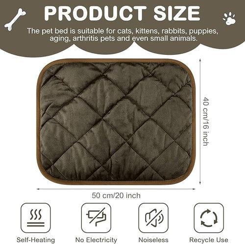 4 Pack Self Heating Cat Pad Self Warming Dog Mat Reflects Body Heat Extra Warm Thermal Pet Pad Washable Dog Cat Bed Crate Bed Mat Blanket(Coffee Color,16 x 20 Inch)