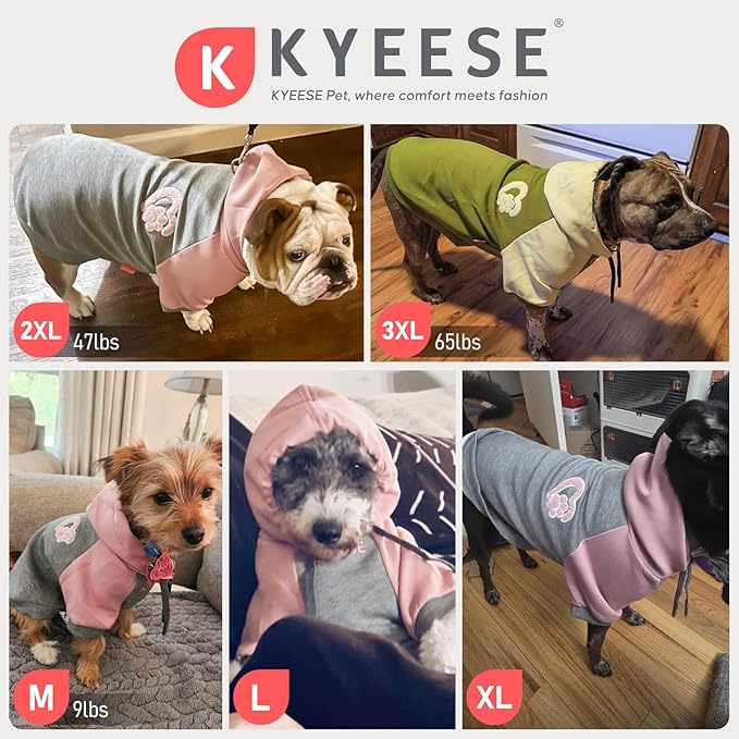 KYEESE Dog Hoodie Stretchy Dog Clothes for Small Dogs Soft Pet Sweatshirt with Drawstring Dogs Winter Coat for Cold Weather Cat Coat with Leash Hole Comfort Cat Sweater Warm Pet Clothes