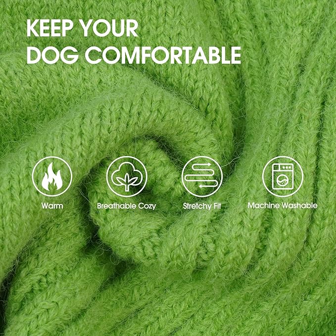 IECOii Dachshund Sweater,Turtleneck Dog Sweater for Small Medium Dogs Girl,Stretchy & Breathable,Warm Knitted Pullover Coat,High Neck Knitwear for Cold Weather Indoor & Outdoor Wear (Grass Green, M)