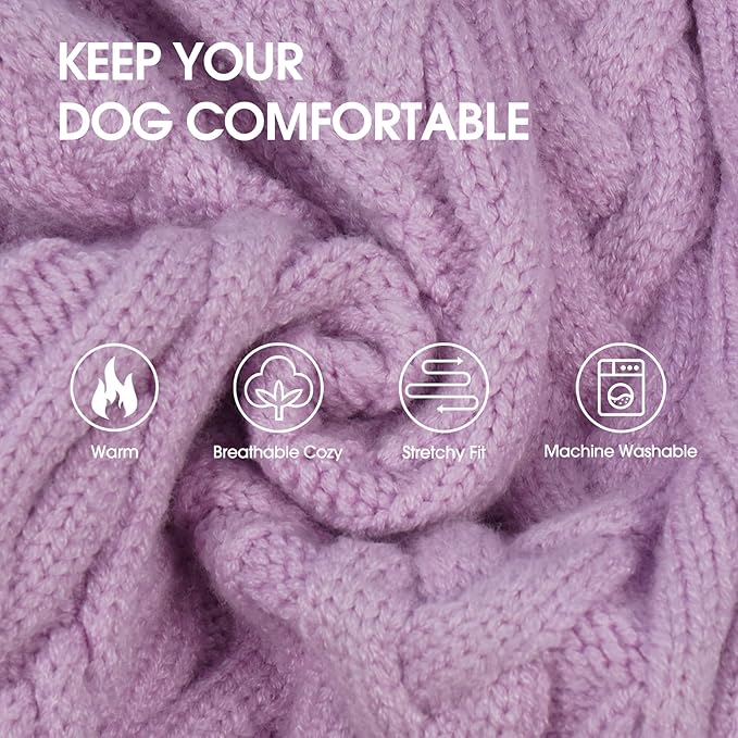 IECOii Girl Dog Sweater Dress, Great Dane Sweaters for Girl Dogs, Purple,5XL, Extra Large Dog Sweater for Female Dogs Pet Winter Dress for Giant Breeds - Xmas Turtleneck Knitwear for Cold Weather