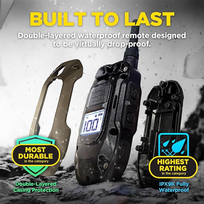 Dogtra 1900X 2-Dogs E-Collar with Remote [New Edition] 35 lbs+, 3/4 Mile Range, LED Light, 100 Levels Control for Stubborn Dogs, Waterproof, Boost for Quick Recall, Vibration, Safety Lock & Tone