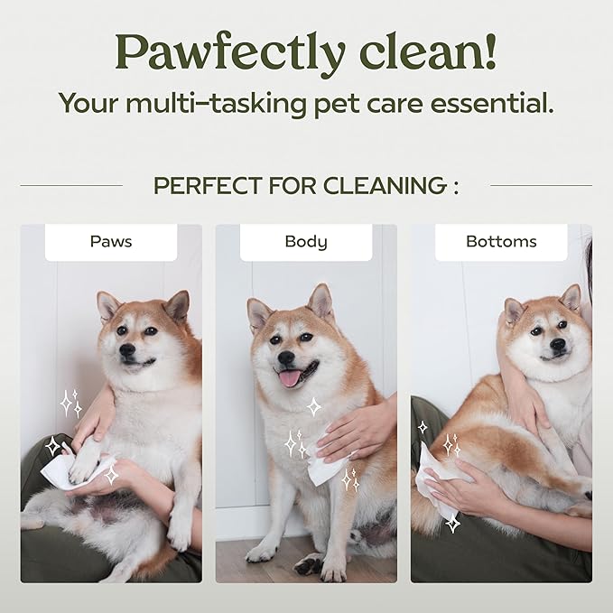 Pawfume Dog Wipes 4 x 100 Count, Pet Wipes – Hypoallergenic & Gentle Dog Wipes for Eyes, Face, Butt, and Paws – Cleaning & Deodorizing, Grooming Tear Stain Wipes for Puppy, Adult Dogs & Cats