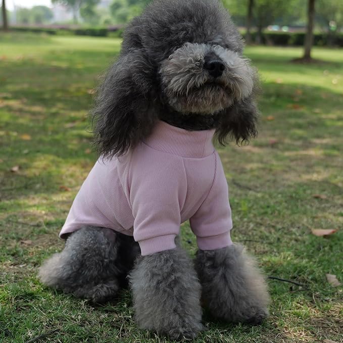 Lovelonglong Ribbed Dog T-Shirt Cotton Knitted Dog Sweaters for All Season Pet T-Shirts for Large Medium Small Dogs Light Pink 2XL