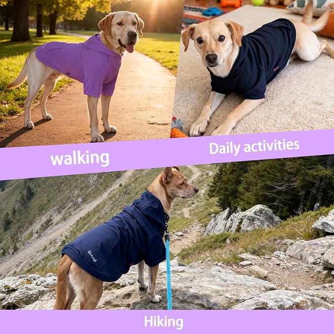 Basic Dog Hoodie Sweatshirts, Pet Clothes Hoodies Sweater with Hat and Leash Hole, Soft Cotton Outfit Coat for Large Medium Small Dogs, Purple (X-Large)