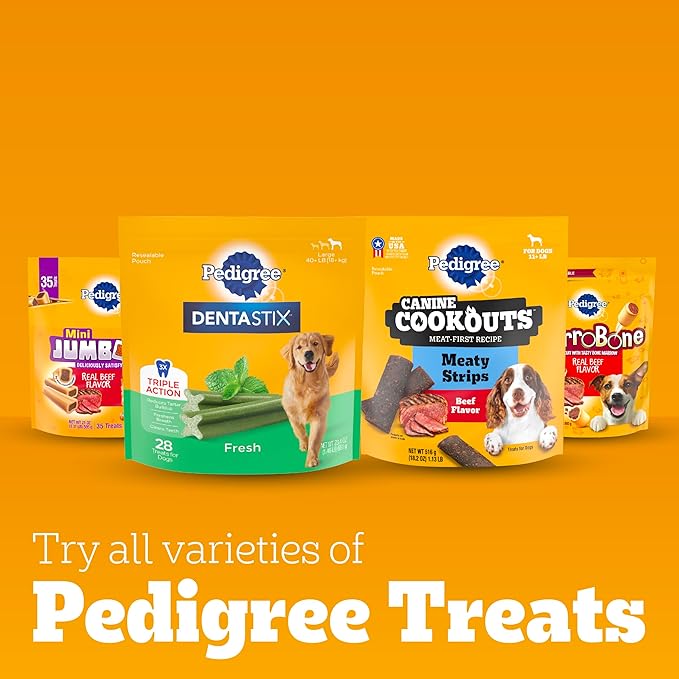 Pedigree Dentastix Large Breed Dog Treats, Bacon Flavor, 1.67 lb. Bag (32 Treats)