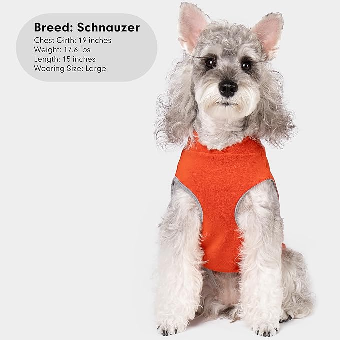 cyeollo Fleece Dog Sweater Vest, Reflective Dog Sweatshirt Pullover Doggie Jacket for Small Medium Large Dogs Clothes Boy Girl Pets, Orange & Red M