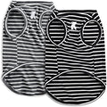 Koneseve Dog Shirt Vest Lightweight Stretchy Dog T-Shirts Soft Cool Sleeveless Stripe Vests Breathable Clothes for Puppy Kitty Cats Small Medium Large Dogs 2 Pack Black + Grey [ L/Large ]