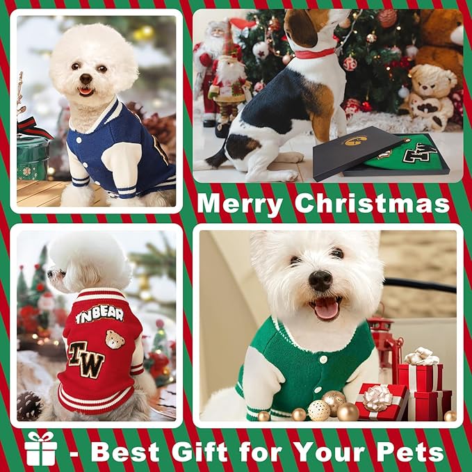 Small Dog Sweater Sweatshirt Cute Puppy Sweaters - Winter Green Warm Knitted Bear Design for Puppies (S)