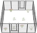 FXW Garden Fence Outdoor for The Yard – 45in(H) x 36.4ft(L) Heavy Duty Metal Animal Barrier for Dog and Rabbit, Decorative Dog Fence, 16 Panels, Black