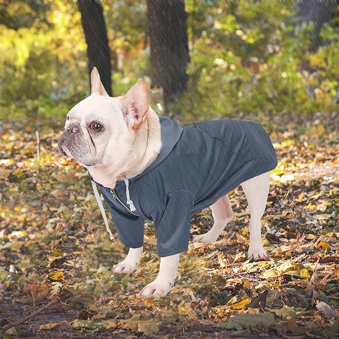 Dog Raincoat rain Jacket Raincoat Dogs Waterproof Small Medium Breeds Zip Closure Storage Pocket Harness Hole Blue L