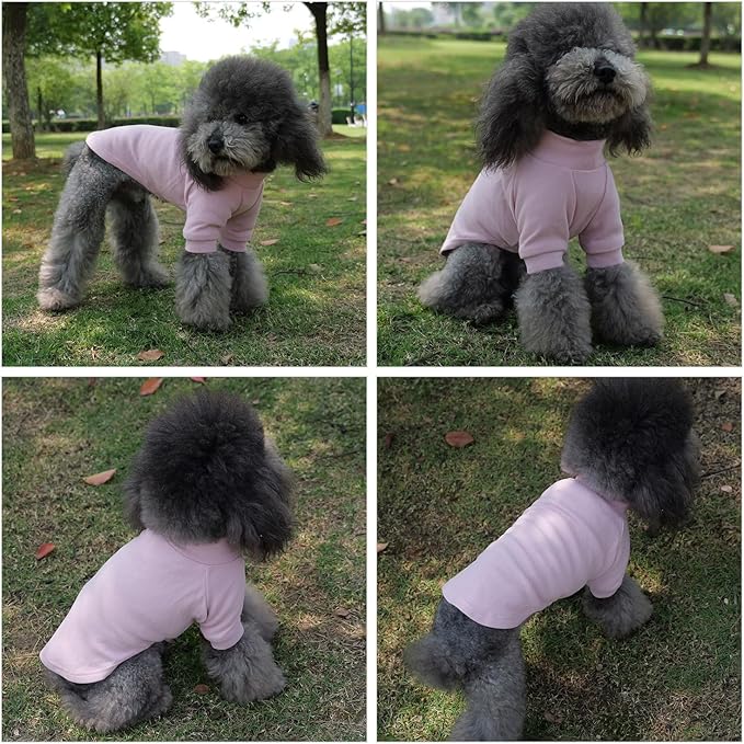 Lovelonglong Ribbed Dog T-Shirt Cotton Knitted Dog Sweaters for All Season Pet T-Shirts for Large Medium Small Dogs Light Pink L