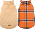 Kuoser Warm Dog Coat, Waterproof Dog Jacket for Extra Large Dogs, Adjustable Durable XL Doggie Winter Coat Reversible Cozy Puppy Cold Weather Apparel from Small to Large Breed, Orange XL