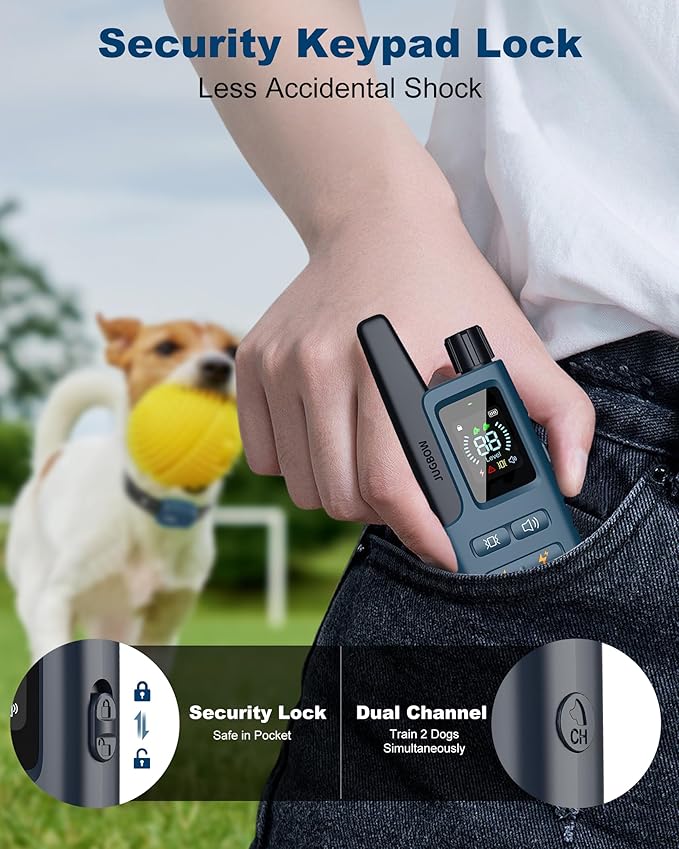 Jugbow - 4200FT Dog Training Collar with Remote IPX8 Waterproof Electric Collar with 4 Training Modes, Security Lock