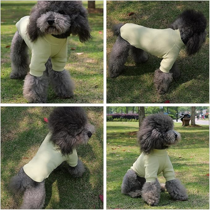 Lovelonglong Ribbed Dog T-Shirt Cotton Knitted Dog Sweaters for All Season Pet T-Shirts for Large Medium Small Dogs Chartreuse L