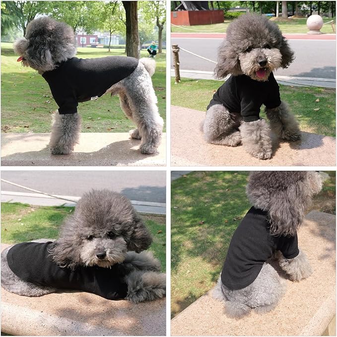 Lovelonglong Ribbed Dog T-Shirt Cotton Knitted Dog Sweaters for All Season Pet T-Shirts for Large Medium Small Dogs Black 2XL