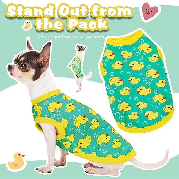 Adorable Yellow Duck Dog Shirt: Lightweight Polyester Cartoon Puppy Vest, Small Medium & Large Dog T-Shirt, Summer Pet Clothes, Cute Dog Apparel, Breathable Dog Tank Top L